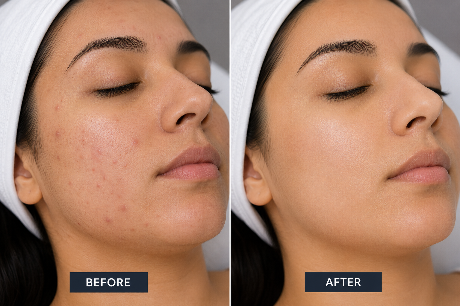 Before and after carbon laser peel — visibly clearer, brighter skin — Elite Laser Services Saskatoon