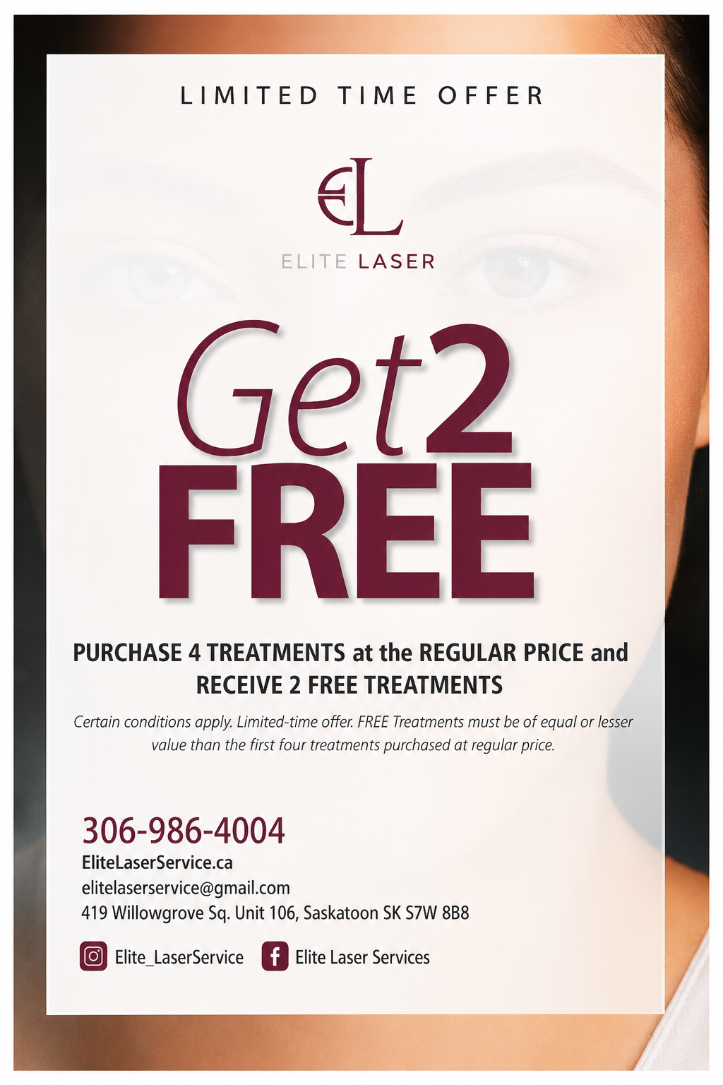 Get 2 Free — Purchase 4 treatments at regular price and receive 2 free treatments — Elite Laser Services